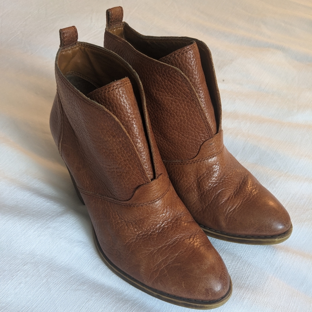 Brown Leather Lucky Brand EHLLEN Booties/Boots